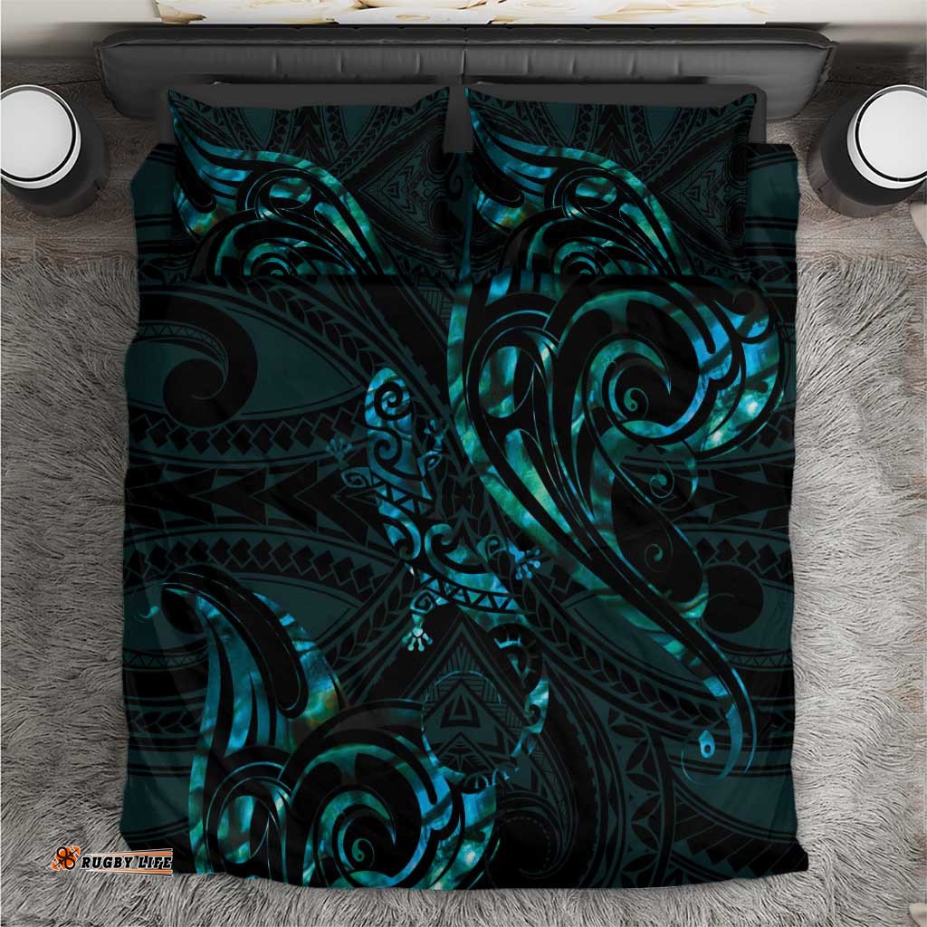 New Zealand Skink Bedding Set Aotearoa Maori Mix Paua Shell