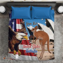 Personalised United States And Australia Bedding Set USA Eagle With Aussie Kangaroo