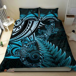 New Zealand Lizard Bedding Set Silver Fern Aotearoa Maori Blue Version