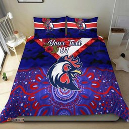 Custom Personalised Sydney Roosters ANZAC 2022 Bedding Set Indigenous Vibes Blue