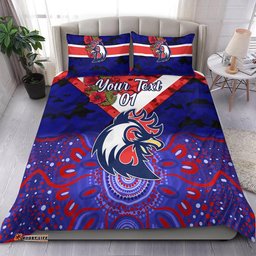 Custom Personalised Sydney Roosters ANZAC 2022 Bedding Set Indigenous Vibes Blue