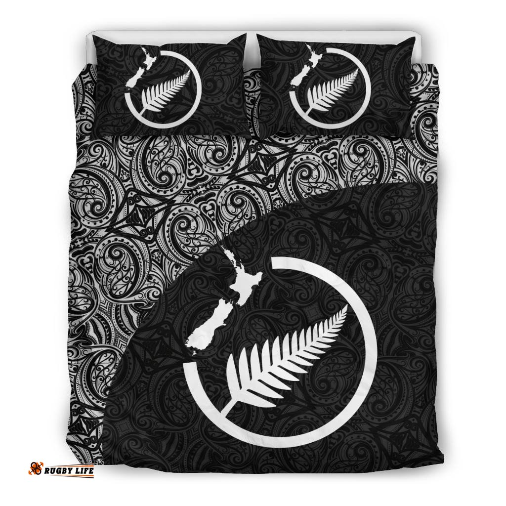 New Zealand Bedding Set Map Silver Fern