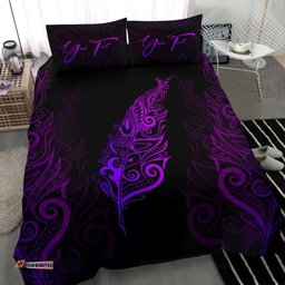 Signature Custom, Light Silver Fern Bedding Set Purple