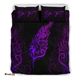Signature Custom, Light Silver Fern Bedding Set Purple