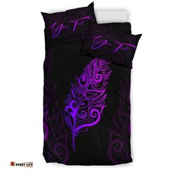 Signature Custom, Light Silver Fern Bedding Set Purple
