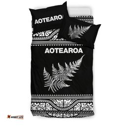 Aotearoa New Zealand Maori Bedding Set Silver Fern White