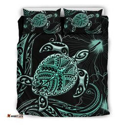Polynesian Bedding Set Turtle Mix Hibiscus Turquoise