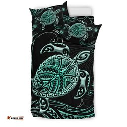 Polynesian Bedding Set Turtle Mix Hibiscus Turquoise