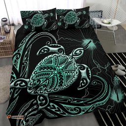 Polynesian Bedding Set Turtle Mix Hibiscus Turquoise