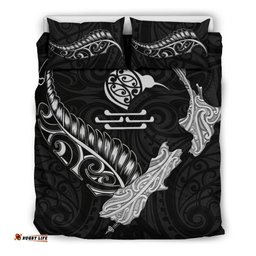 New Zealand Heart Bedding Set Map Kiwi Mix Silver Fern White