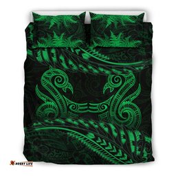 New Zealand Bedding Set Green Manaia Maori Silver Fern Duvet Cover