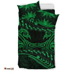 New Zealand Bedding Set Green Manaia Maori Silver Fern Duvet Cover