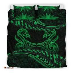 New Zealand Bedding Set Green Manaia Maori Silver Fern Duvet Cover