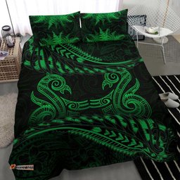 New Zealand Bedding Set Green Manaia Maori Silver Fern Duvet Cover
