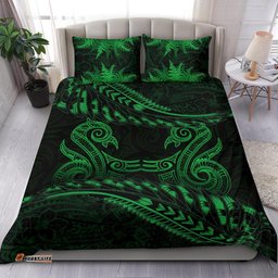 New Zealand Bedding Set Green Manaia Maori Silver Fern Duvet Cover