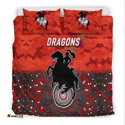 St. George Illawarra Dragons ANZAC 2022 Bedding Set Indigenous Vibes Red