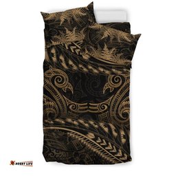 New Zealand Bedding Set Gold Manaia Maori Silver Fern Duvet Cover