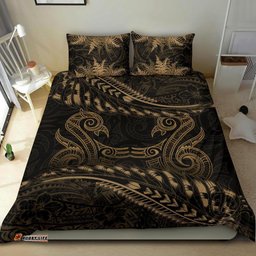 New Zealand Bedding Set Gold Manaia Maori Silver Fern Duvet Cover