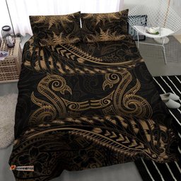 New Zealand Bedding Set Gold Manaia Maori Silver Fern Duvet Cover