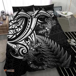 New Zealand Lizard Bedding Set Silver Fern Aotearoa Maori
