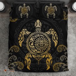 Maori Turtle Bedding Set Koru Fern Gold