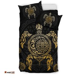 Maori Turtle Bedding Set Koru Fern Gold