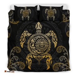 Maori Turtle Bedding Set Koru Fern Gold