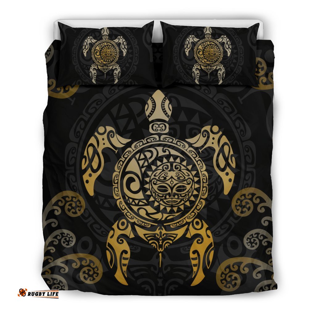 Maori Turtle Bedding Set Koru Fern Gold