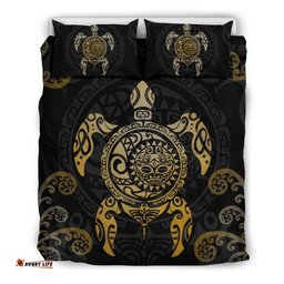 Maori Turtle Bedding Set Koru Fern Gold
