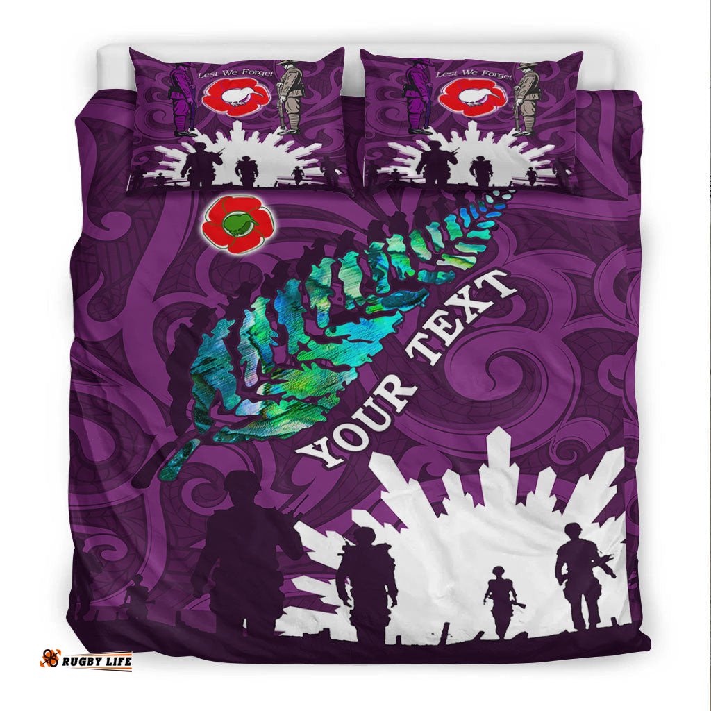 Custom New Zealand ANZAC Walking In The Sun Purple Bedding Set
