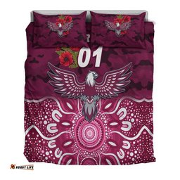 Custom Personalised Manly Warringah Sea Eagles ANZAC 2022 Bedding Set Indigenous Vibes