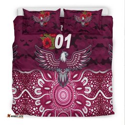 Custom Personalised Manly Warringah Sea Eagles ANZAC 2022 Bedding Set Indigenous Vibes