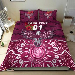 Custom Personalised Manly Warringah Sea Eagles ANZAC 2022 Bedding Set Indigenous Vibes