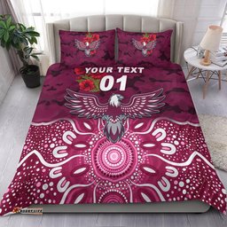 Custom Personalised Manly Warringah Sea Eagles ANZAC 2022 Bedding Set Indigenous Vibes