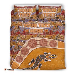 Aboriginal Bedding Sets, Lizard Patterns Boomerang Crocodile Kangaroo Custom