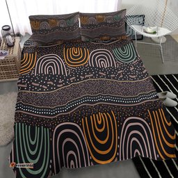 Australia Aboriginal Bedding Set Indigenous Symbol Dot Painting Art Ver 10