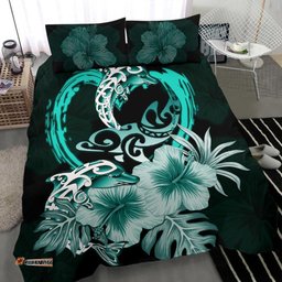 Polynesian Bedding Set I Love Dophins Duvet Cover Hibiscus