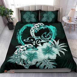 Polynesian Bedding Set I Love Dophins Duvet Cover Hibiscus