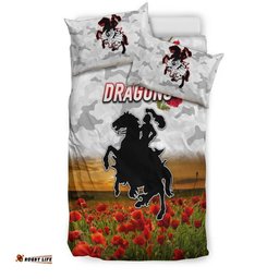 St. George Illawarra Dragons ANZAC 2022 Bedding Set Poppy Flowers Vibes White