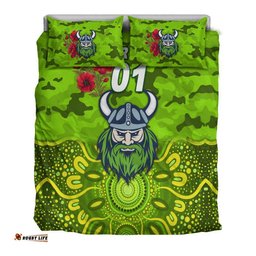 Custom Personalised Canberra Raiders ANZAC 2022 Bedding Set Indigenous Vibes