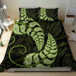 Green New Zealand Paisley Silver Fern Bedding Set Aotearoa Maori