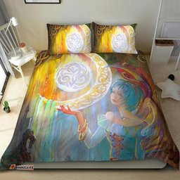 Celtic Bedding Set Portrait Of Beautiful Girl In The Ancient Celtic Environment