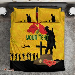 Australia Socceroos Soccer ANZAC Custom Bedding Set Gallipoli Soldier With Camouflage Art