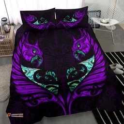 New Zealand Bedding Set Manaia Paua Fern Wing Violet