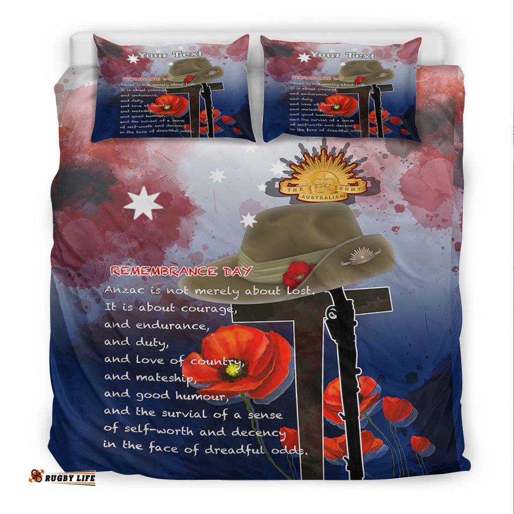 Custom ANZAC Day Remembrance Day Qoute Bedding Set