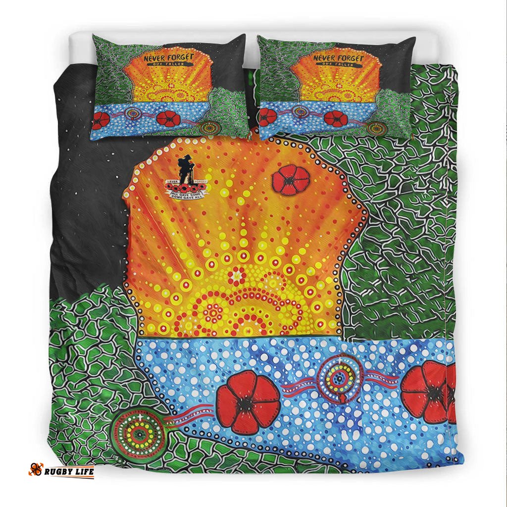 Aboriginal Australian ANZAC Day Lest We Forget Poppy Bedding Set