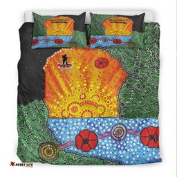 Aboriginal Australian ANZAC Day Lest We Forget Poppy Bedding Set