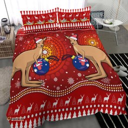 Australia Christmas Bedding Set Aboriginal Kangaroo