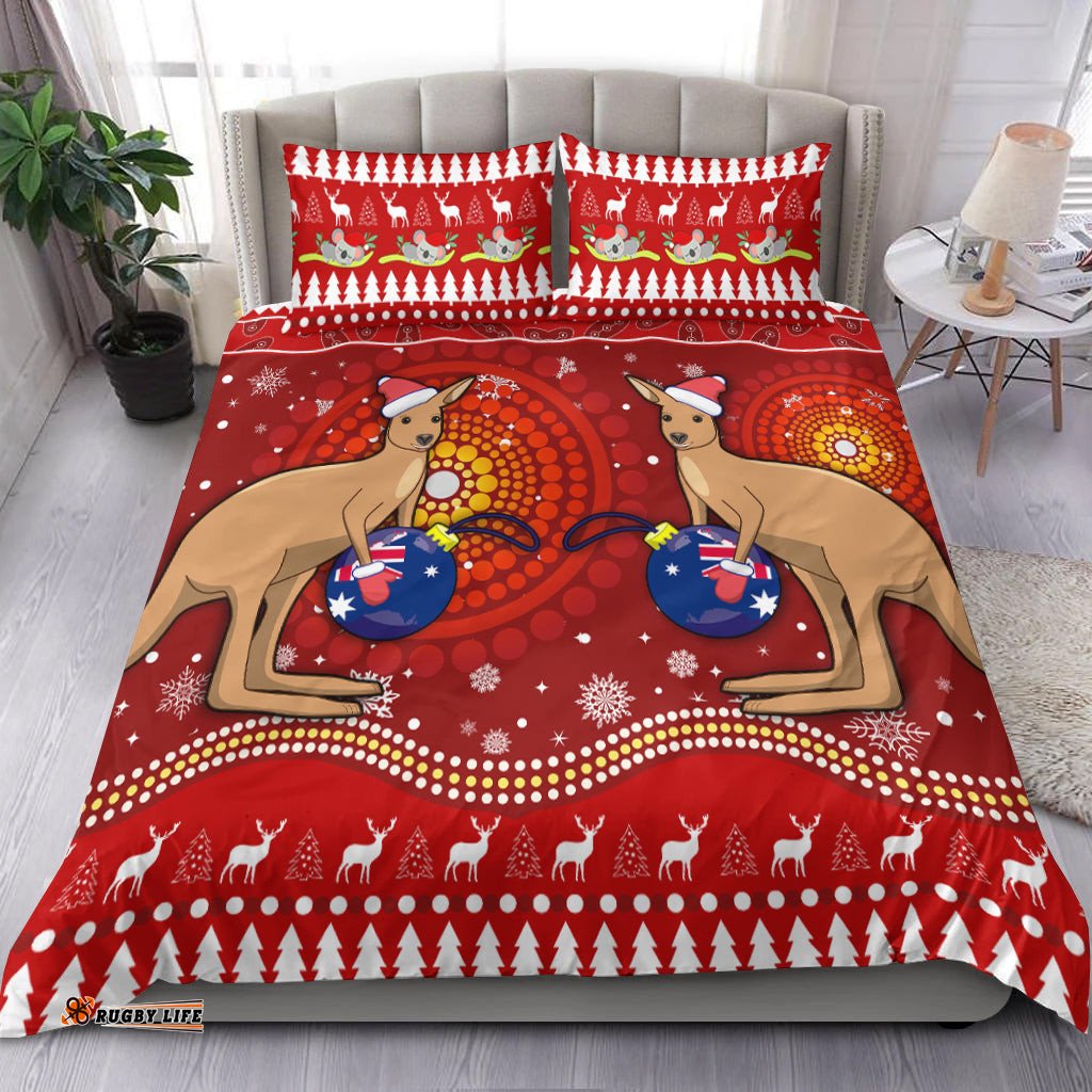 Australia Christmas Bedding Set Aboriginal Kangaroo
