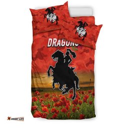 St. George Illawarra Dragons ANZAC 2022 Bedding Set Poppy Flowers Vibes Red
